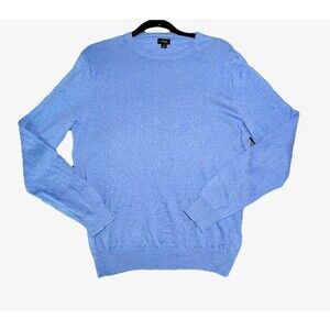 J Crew Men’s Cotton & Cashmere Sweater Blue Size Medium Crewneck Preppy Classic